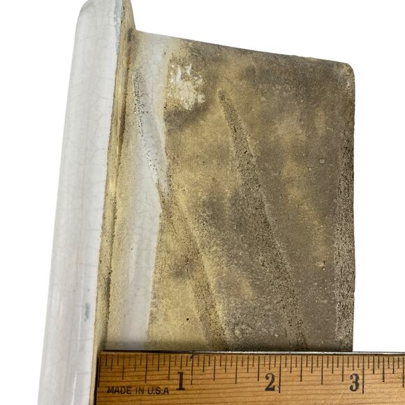 Vintage Ceramic Inset Toilet Paper Holder Rectangular Flawed Antique Art Deco - Picture 9 of 15